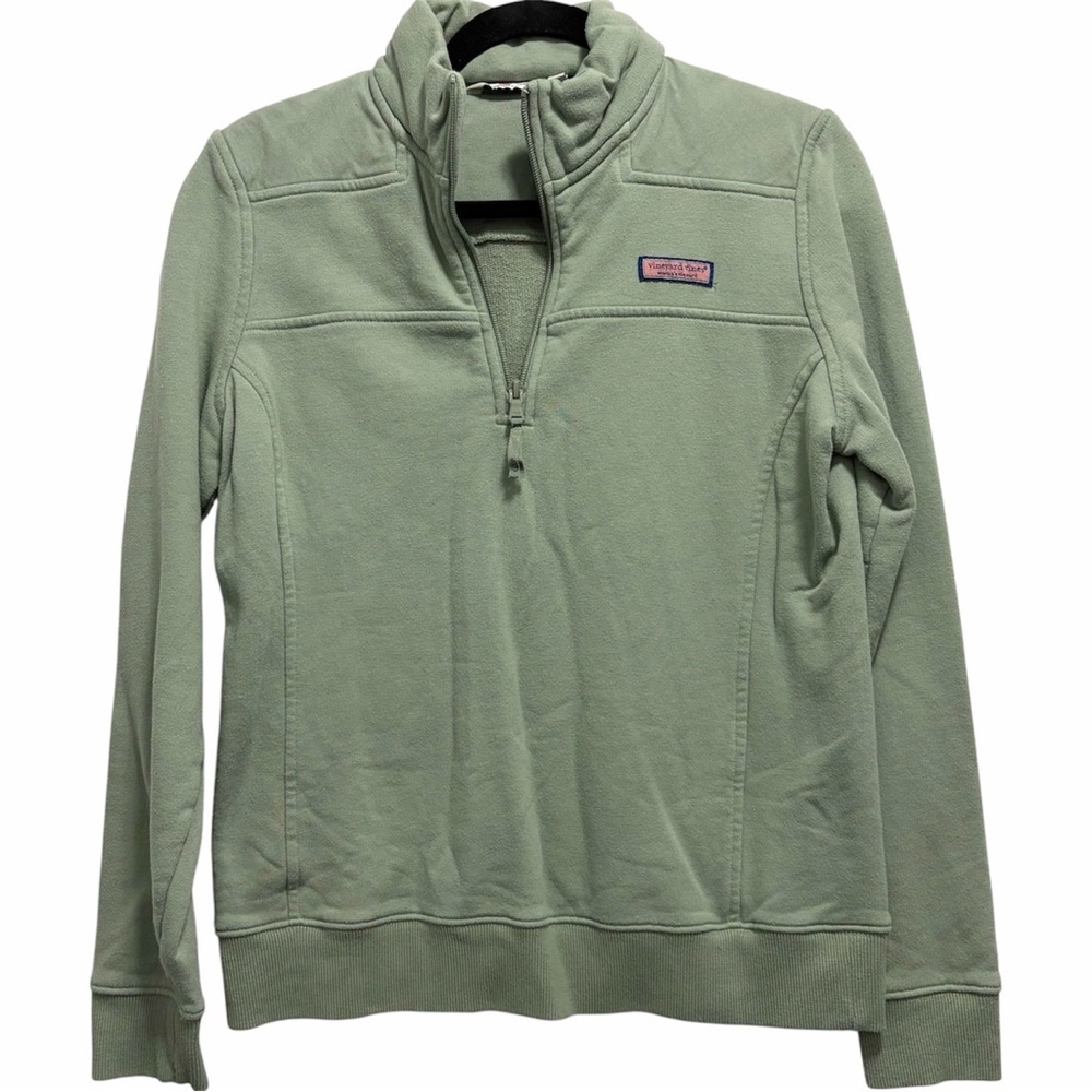 Vineyard Vines Sage Green Quarter-Zip Sweater M